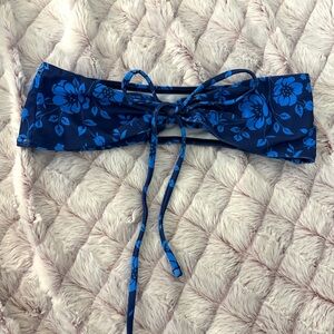 Blue Floral Bandeau Bikini Top